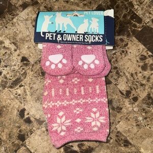 Pink Snowflake Dog Matching Pet & Owner Socks Set New! Pet Lover